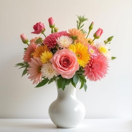 Una composizione floreale personalizzata in un vaso moderno